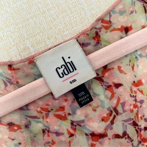 CAbi Sweet Floral Print Semi Sheer Sleeveless Layered Bella Top, Style #… - Picture 6 of 9